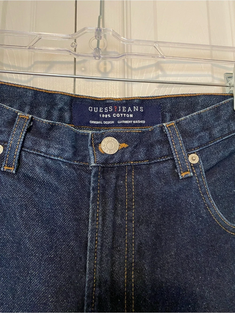 Vintage Guess Dark Blue Denim Jeans with Contrast Stitchingmade in USA100%cotton